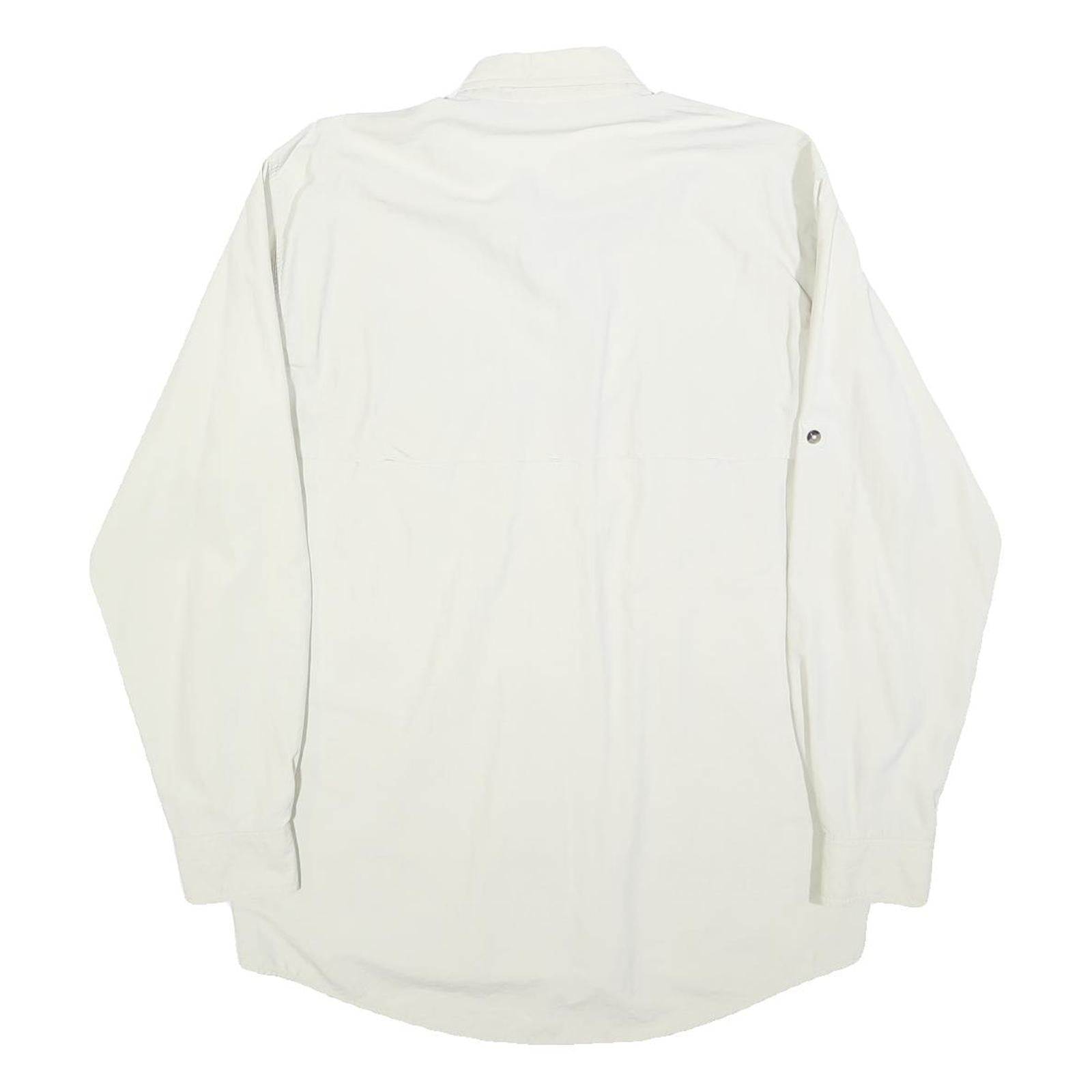 CANDA Mens White Casual Shirt M Button-Down Collar Long Sleeve Polyester Blend