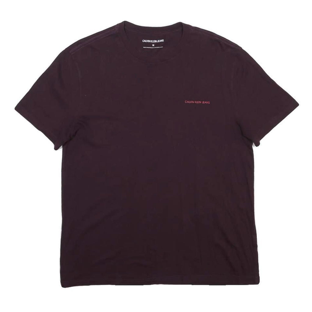CALVIN KLEIN JEANS Mens Burgundy T-Shirt M Short Sleeve Crew Neck Logo Print