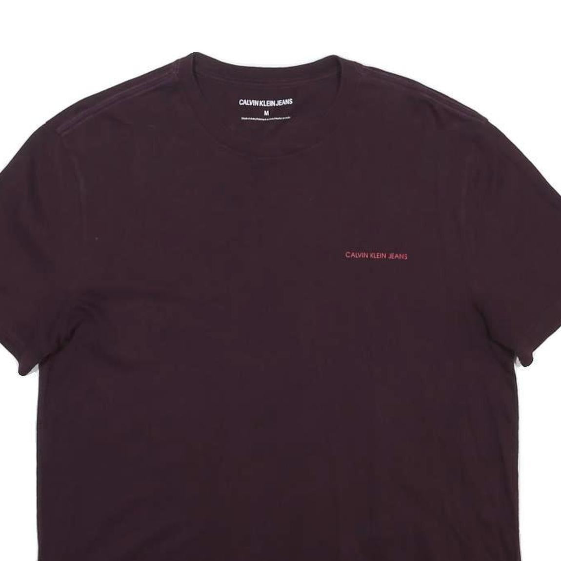 CALVIN KLEIN JEANS Mens Burgundy T-Shirt M Short Sleeve Crew Neck Logo Print