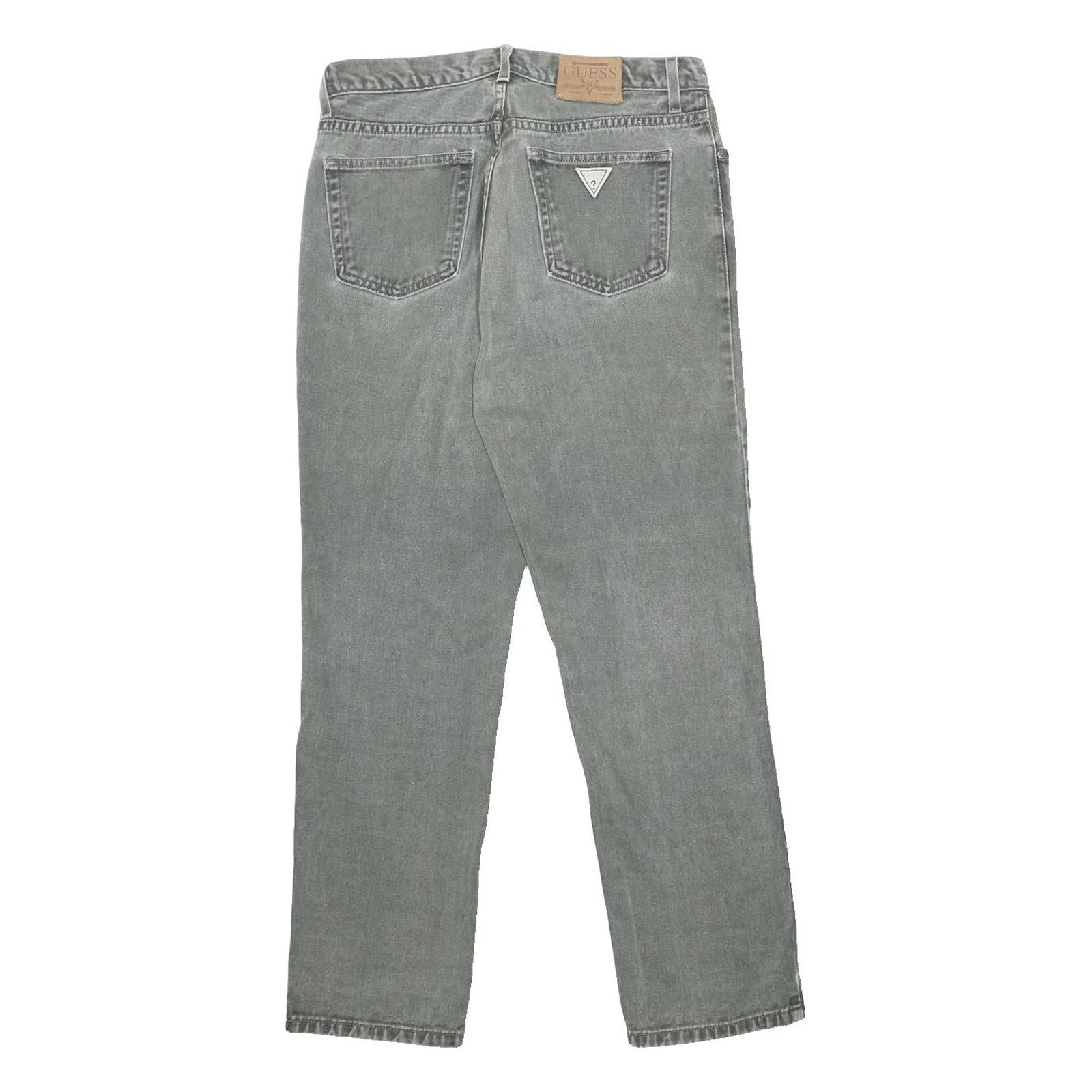 GUESS Mens Slim Grey Denim Jeans W32 L30 Classic Zip Closure Casual Wear
