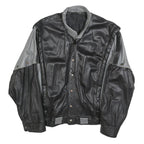 OSKAR Mens Black & Grey Leather Button Jacket M Casual Stylish Outerwear