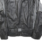 OSKAR Mens Black & Grey Leather Button Jacket M Casual Stylish Outerwear