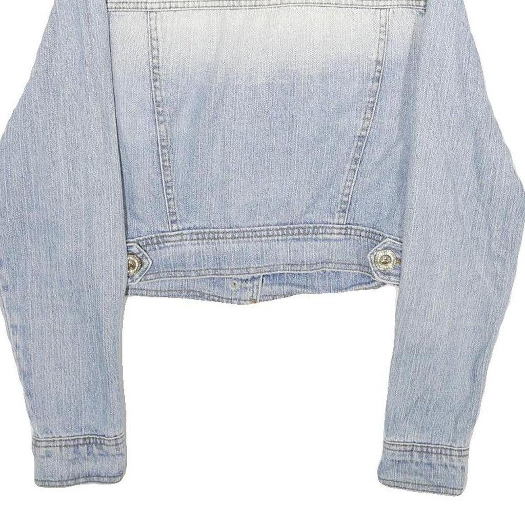 VERSACE JEANS COUTURE Mens Blue Denim Button Jacket XS Cotton Distressed