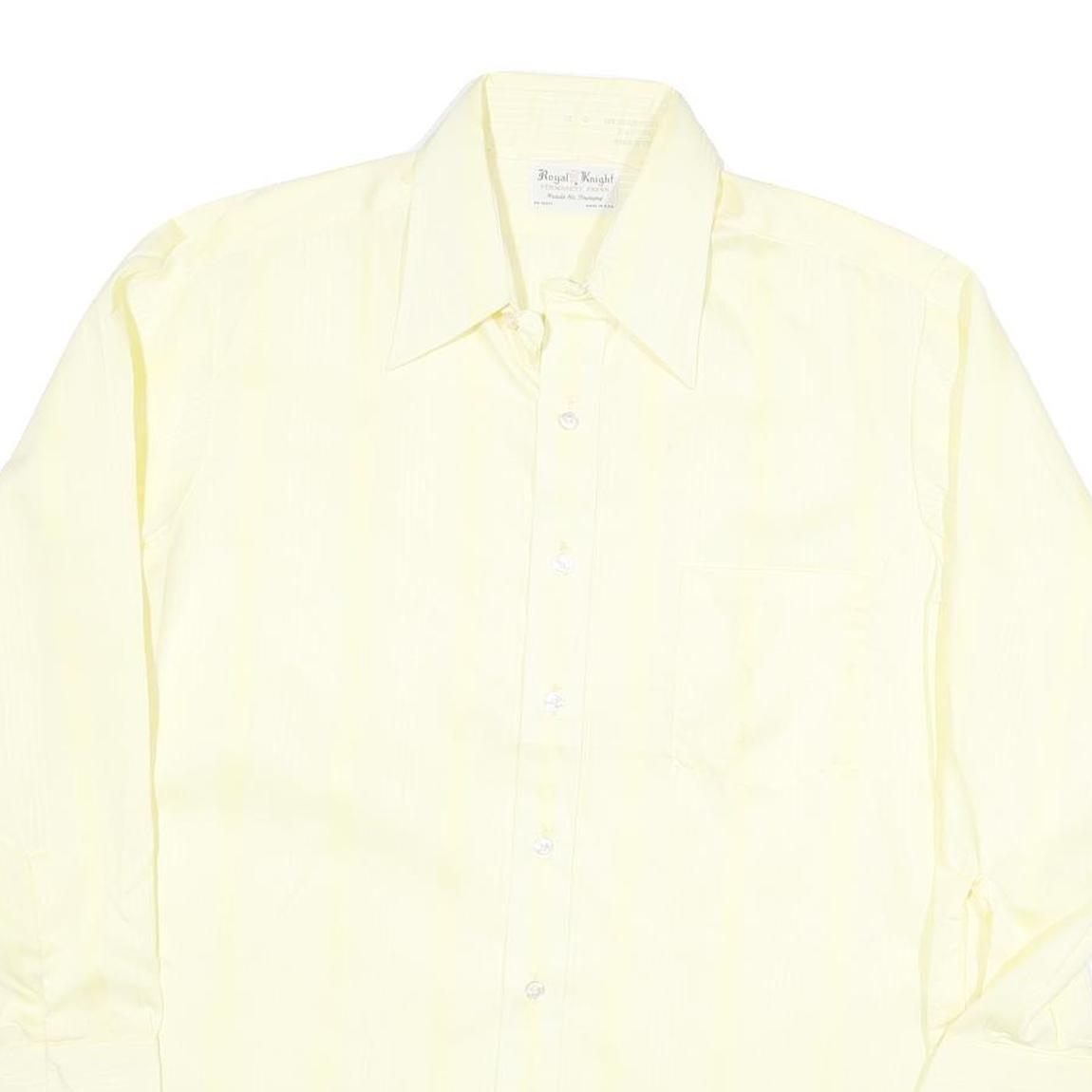 ROYAL KNIGHT Mens Yellow Shirt L Classic Cotton Blend Long Sleeve Formal Button
