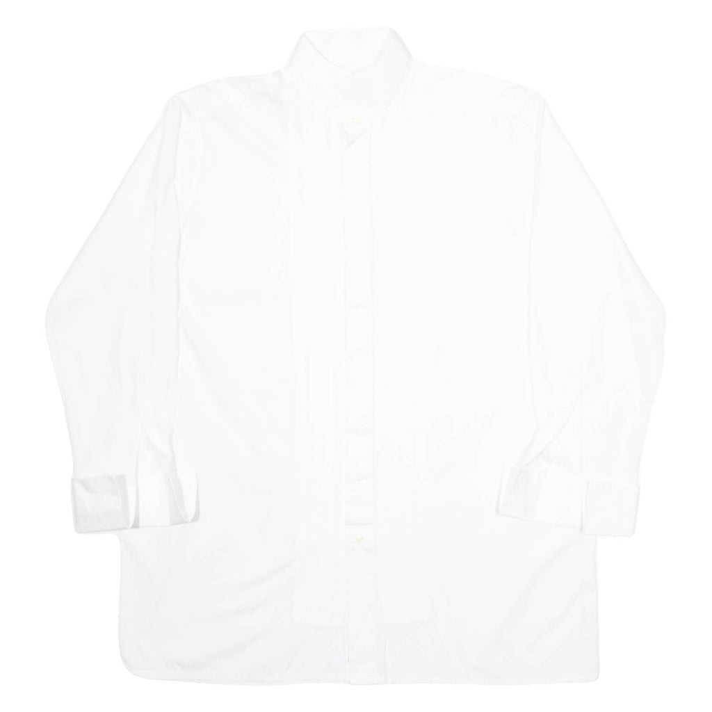 L.HUBSCHES Mens Plain Shirt White Long Sleeve XL
