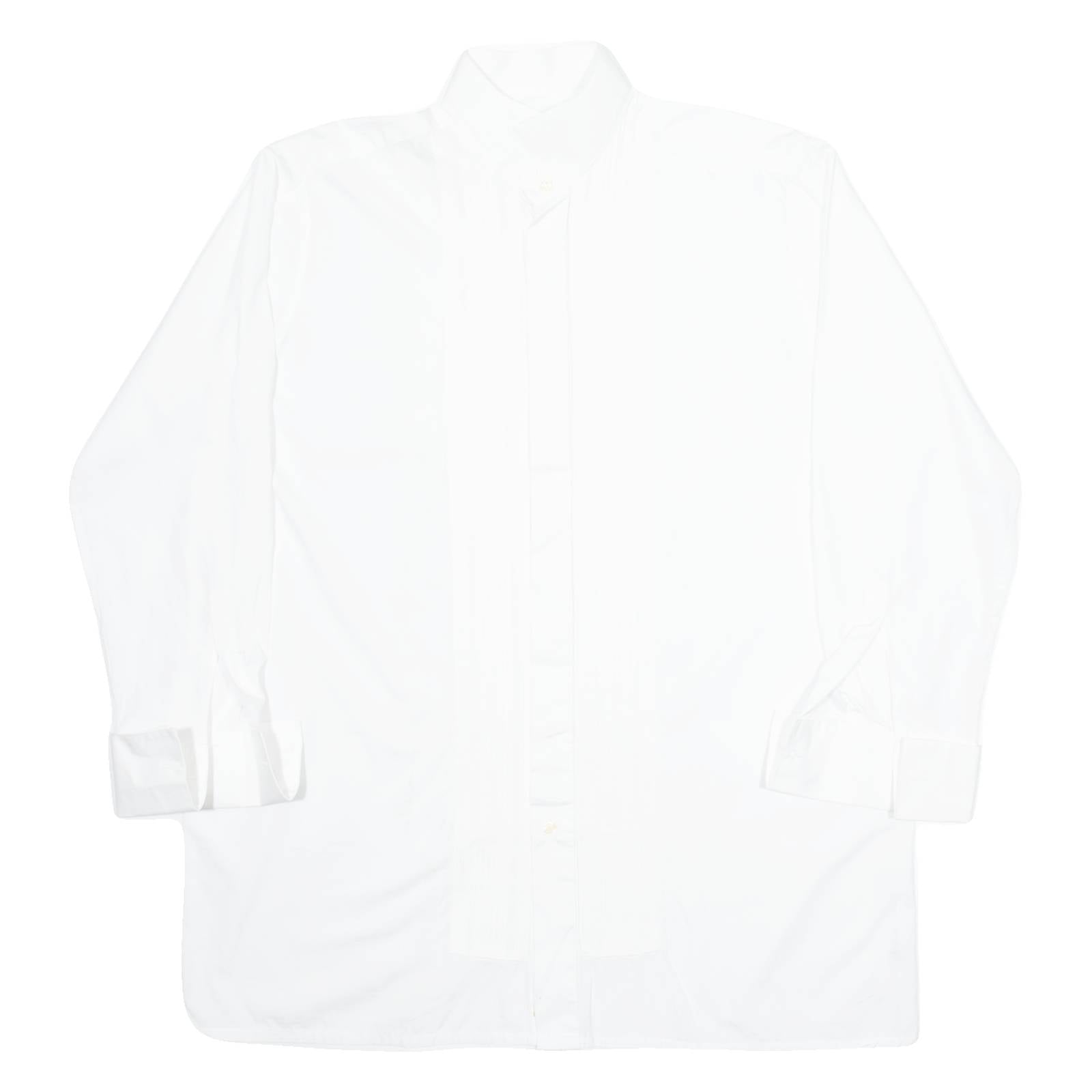 L.HUBSCHES Mens Plain Shirt White Long Sleeve XL