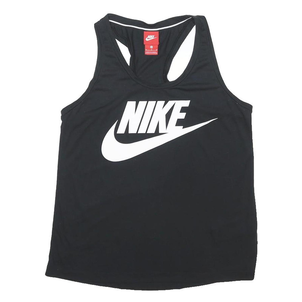 NIKE Womens Black & White Graphic Vest M Racerback Cotton Blend Casual