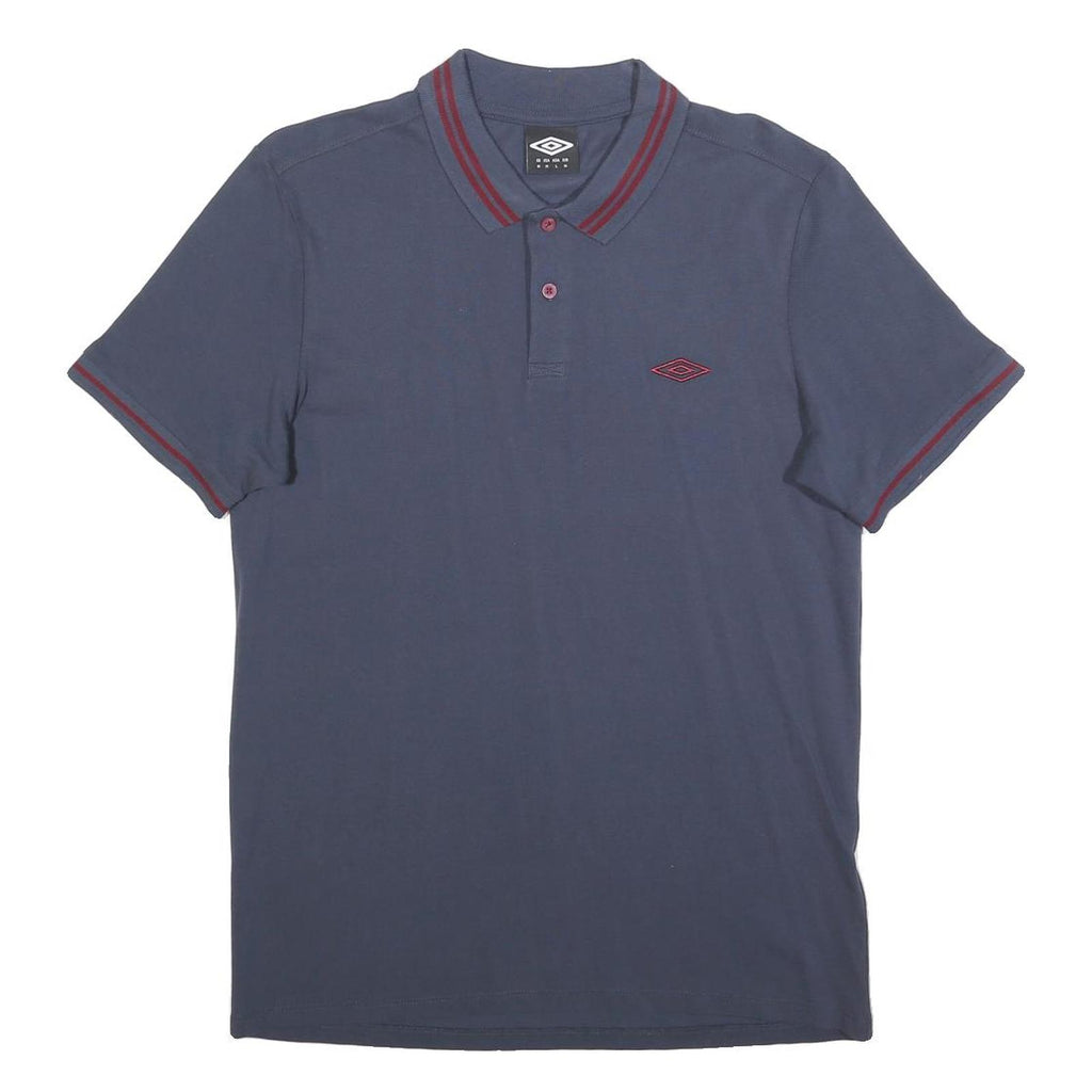 UMBRO Mens Blue Polo Shirt M Cotton Blend Short Sleeve Basic Casual