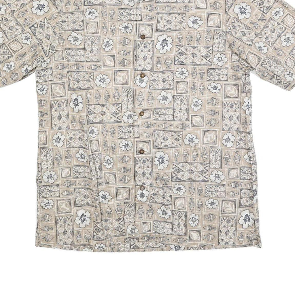 WOOLRICH Mens Beige Patterned Cotton Blend Shirt L Casual Summer Style