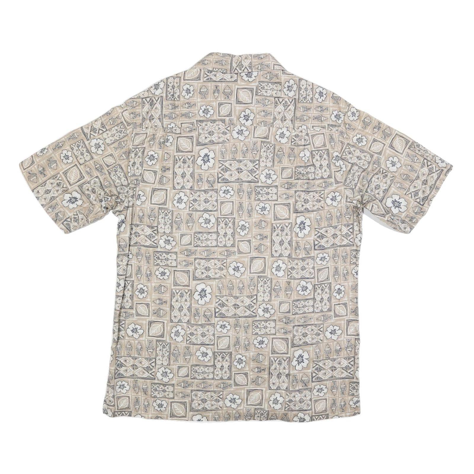 WOOLRICH Mens Beige Patterned Cotton Blend Shirt L Casual Summer Style