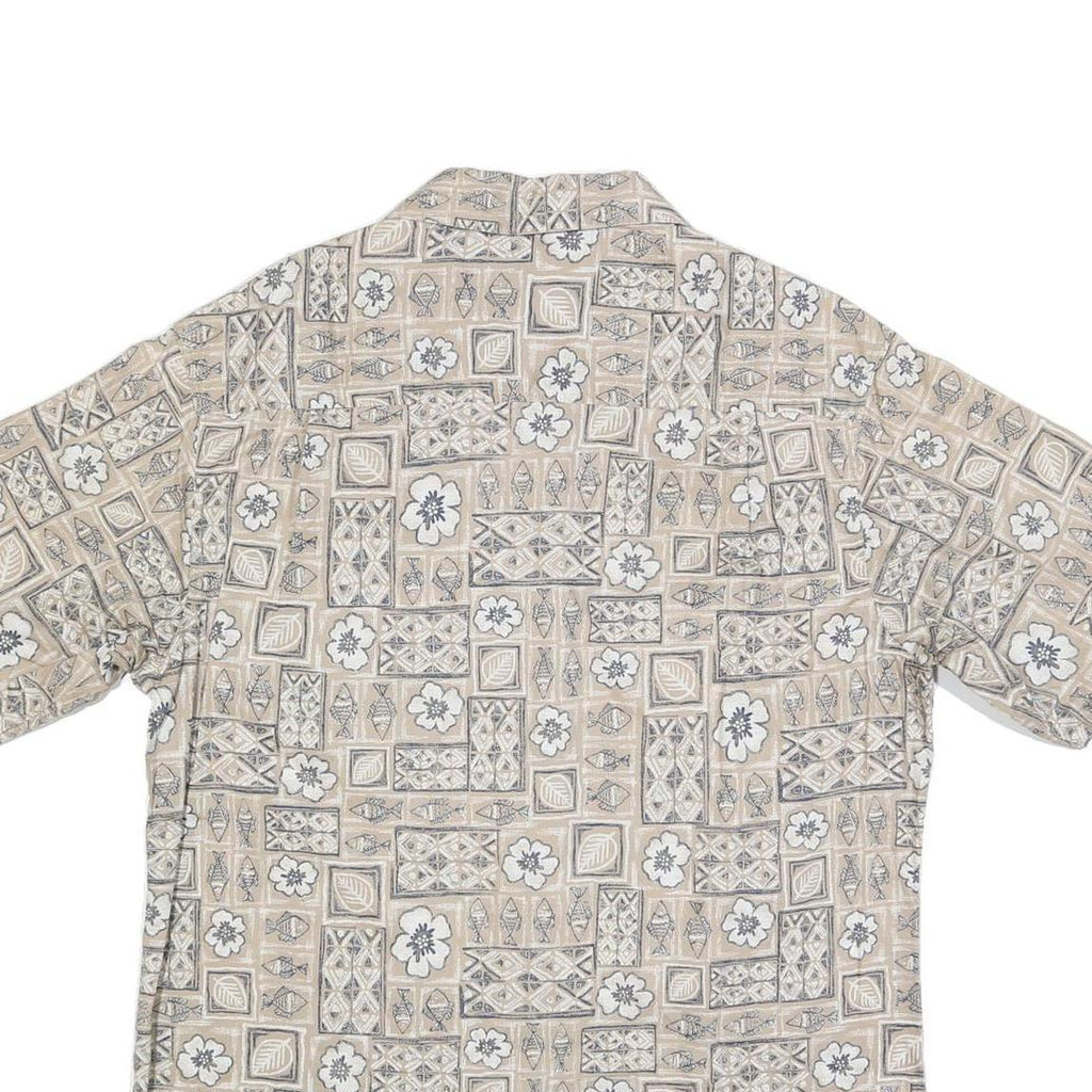 WOOLRICH Mens Beige Patterned Cotton Blend Shirt L Casual Summer Style