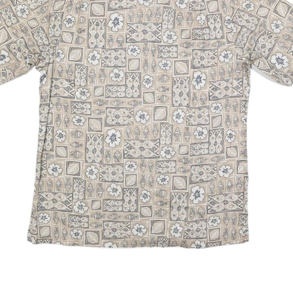 WOOLRICH Mens Beige Patterned Cotton Blend Shirt L Casual Summer Style