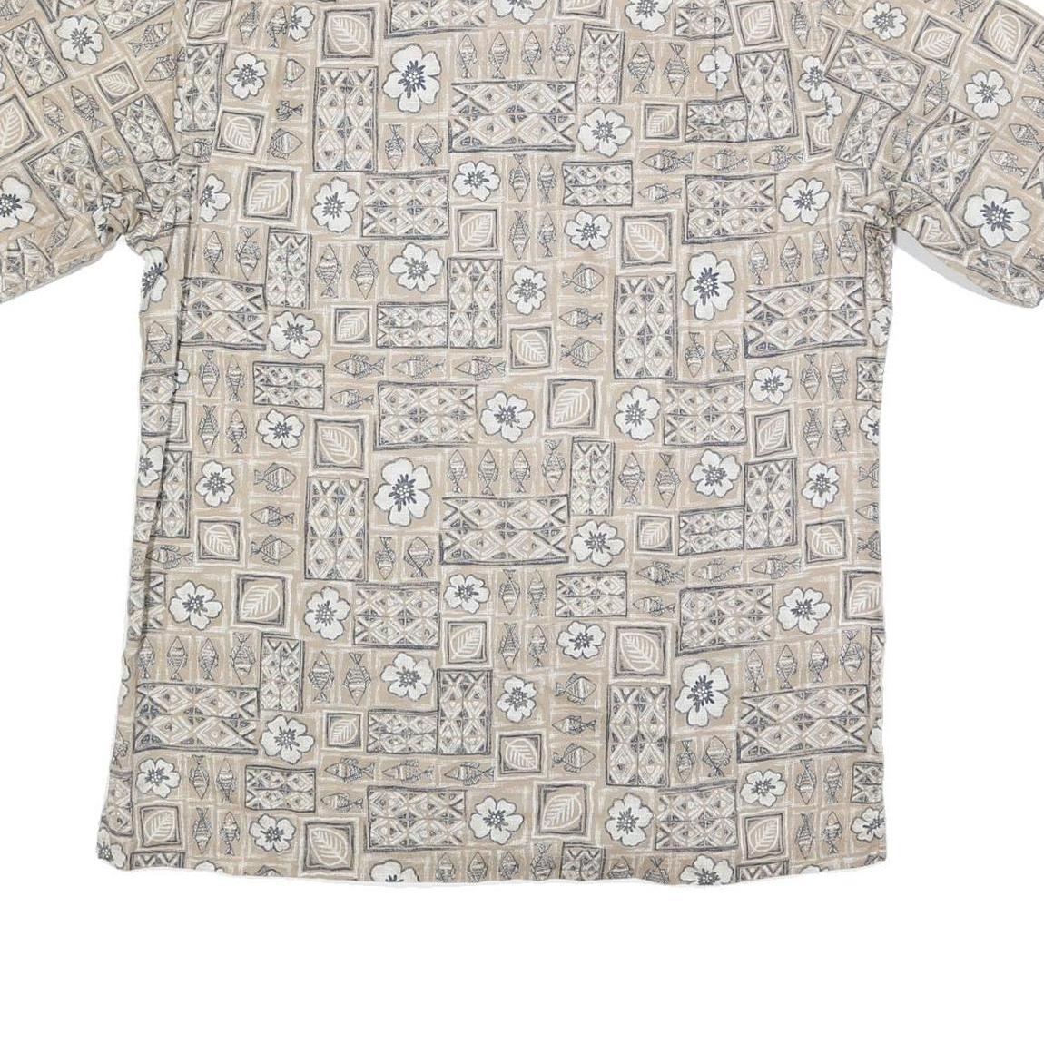 WOOLRICH Mens Beige Patterned Cotton Blend Shirt L Casual Summer Style