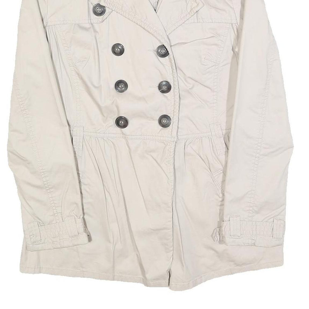 CLOCKHOUSE Womens Cream Button Jacket S Cotton Blend Classic Lightweight