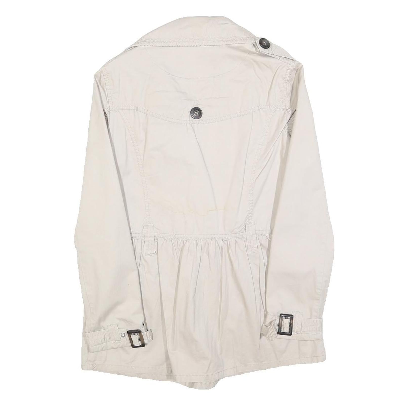 CLOCKHOUSE Womens Cream Button Jacket S Cotton Blend Classic Lightweight