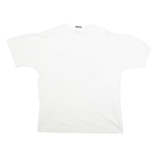 SOFFES CHOICE Mens White Navy Graphic T-Shirt L Short Sleeve Crew Neck Cotton