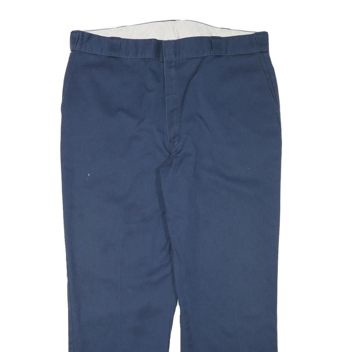 DICKIES Mens Cotton Blend Navy Blue Regular Straight Trousers W40 L31 Workwear