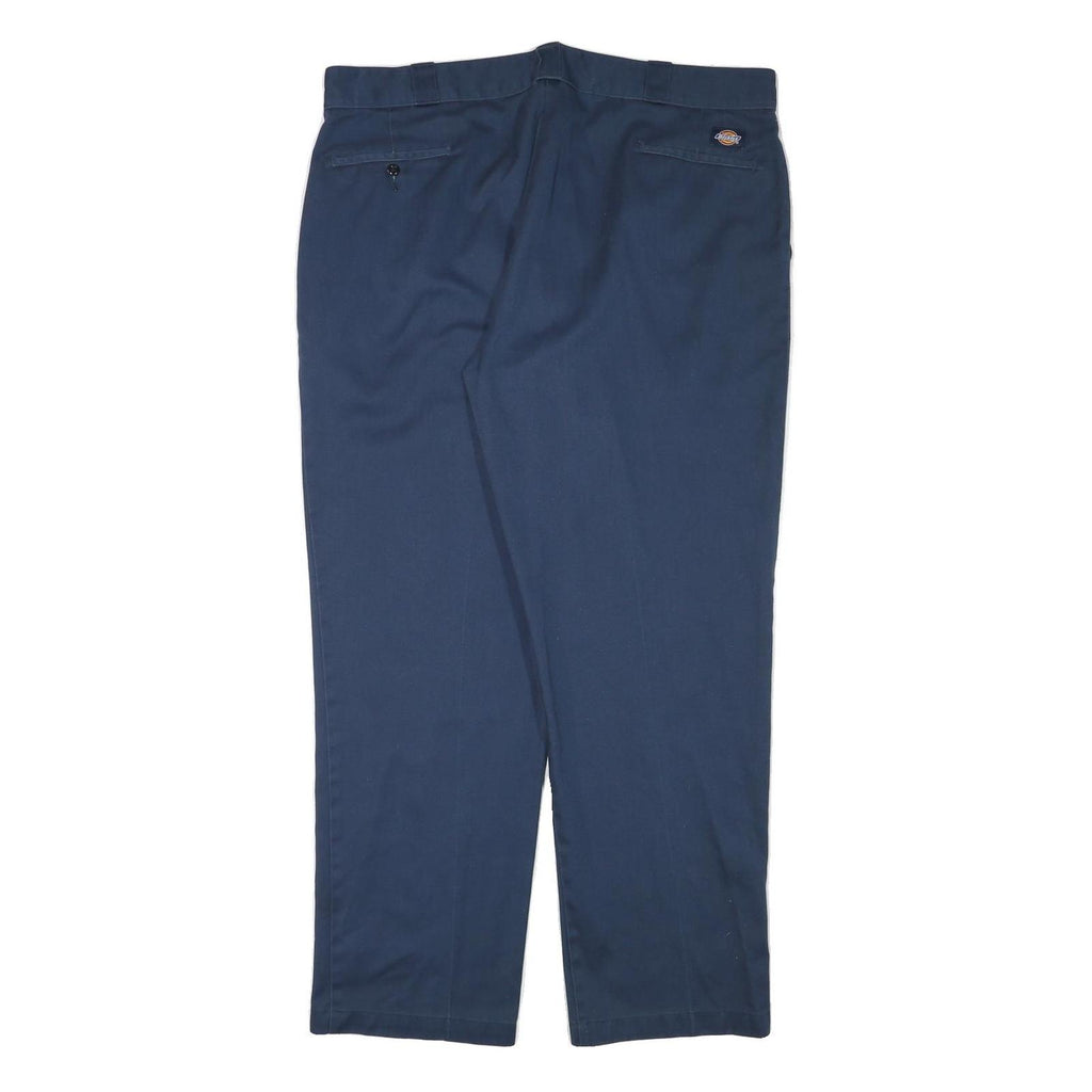 DICKIES Mens Cotton Blend Navy Blue Regular Straight Trousers W40 L31 Workwear