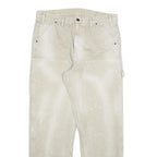 DICKIES Mens Cotton Blend Cream Regular Straight Trousers W34 L30 Workwear Zip