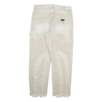 DICKIES Mens Cotton Blend Cream Regular Straight Trousers W34 L30 Workwear Zip