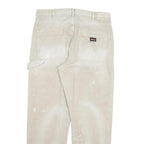 DICKIES Mens Cotton Blend Cream Regular Straight Trousers W34 L30 Workwear Zip