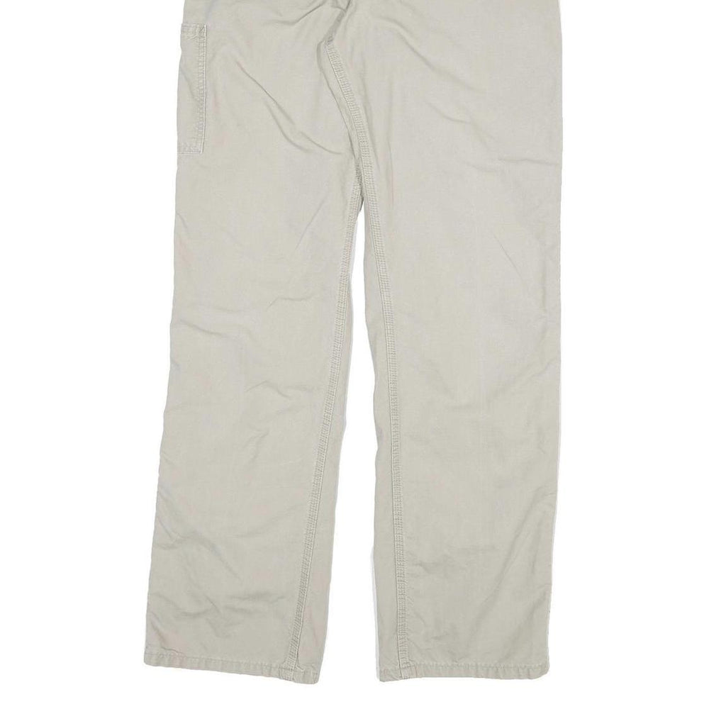 CARHARTT Mens Cotton Blend Relaxed Beige Trousers W32 L34 Workwear Zip Closure