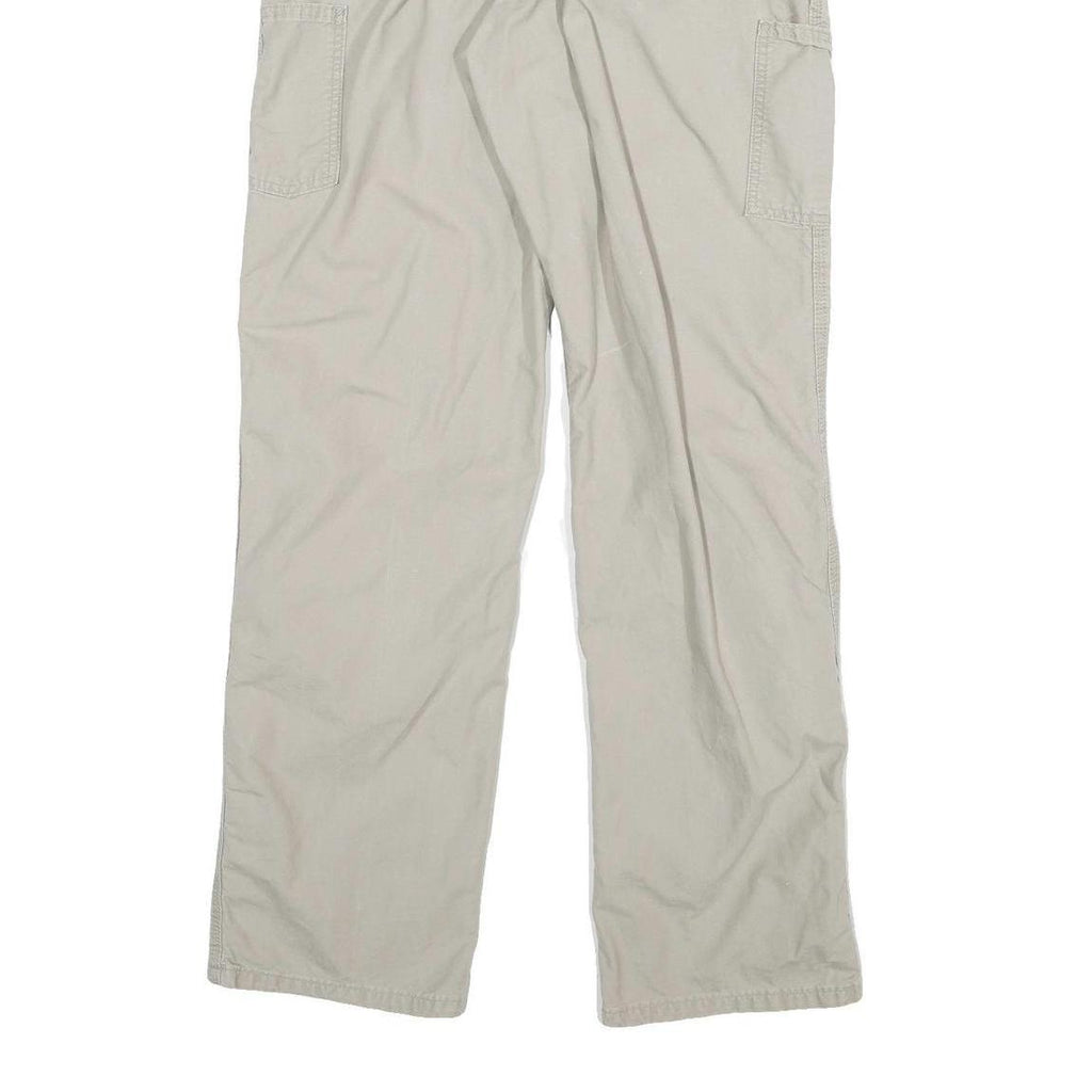 CARHARTT Mens Cotton Blend Relaxed Beige Trousers W32 L34 Workwear Zip Closure