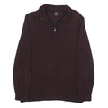 CALVIN KLEIN JEANS Mens Maroon Plain Pullover Half Zip Cotton Jumper M
