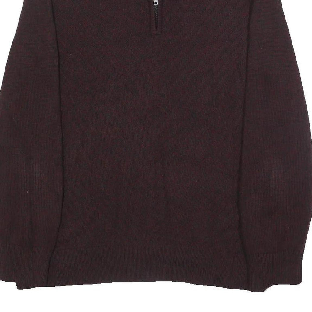 CALVIN KLEIN JEANS Mens Maroon Plain Pullover Half Zip Cotton Jumper M