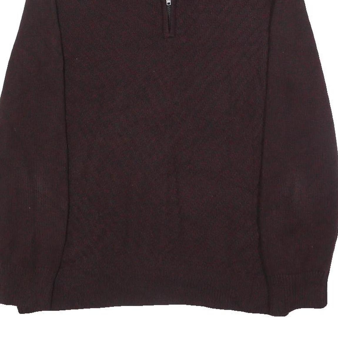 CALVIN KLEIN JEANS Mens Maroon Plain Pullover Half Zip Cotton Jumper M