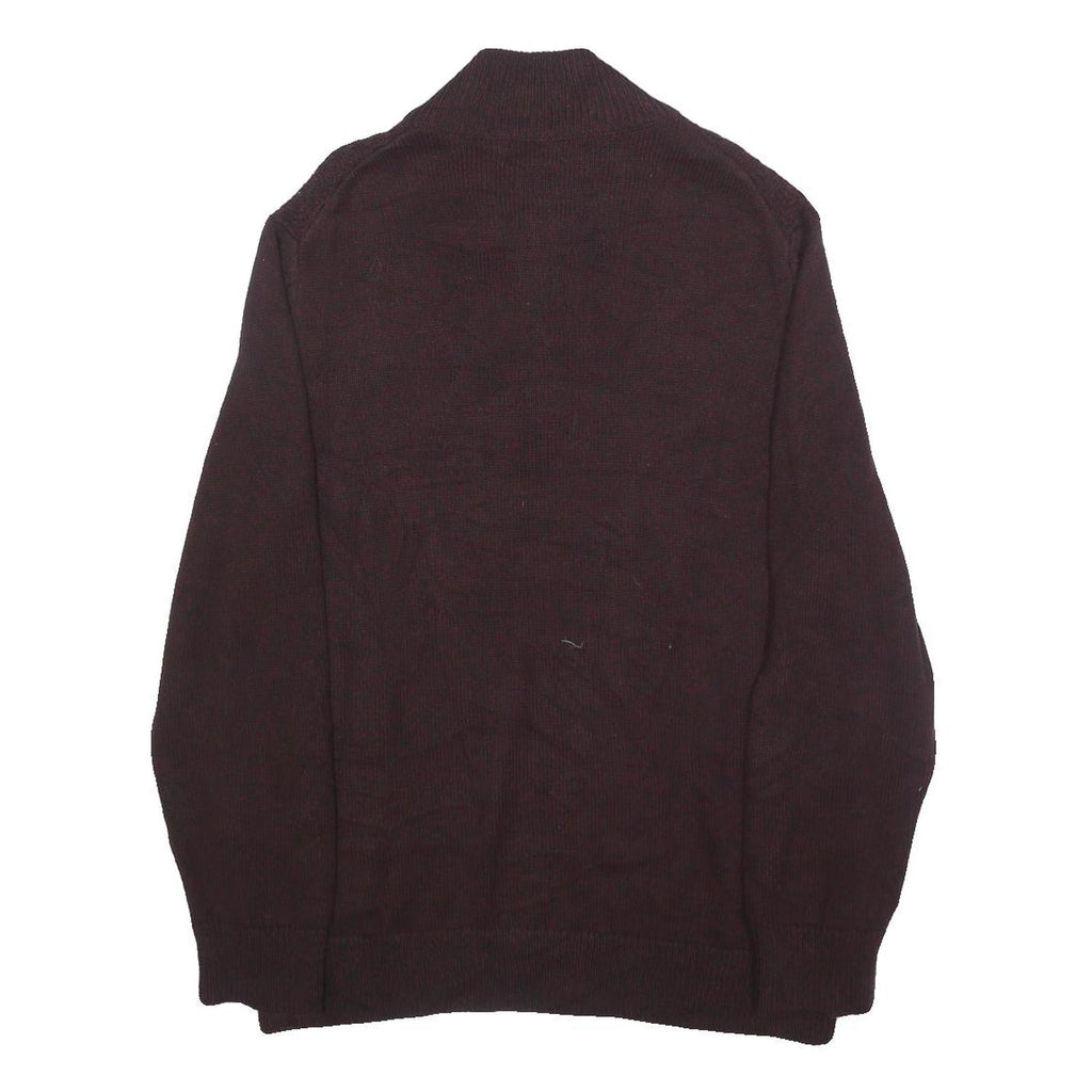 CALVIN KLEIN JEANS Mens Maroon Plain Pullover Half Zip Cotton Jumper M