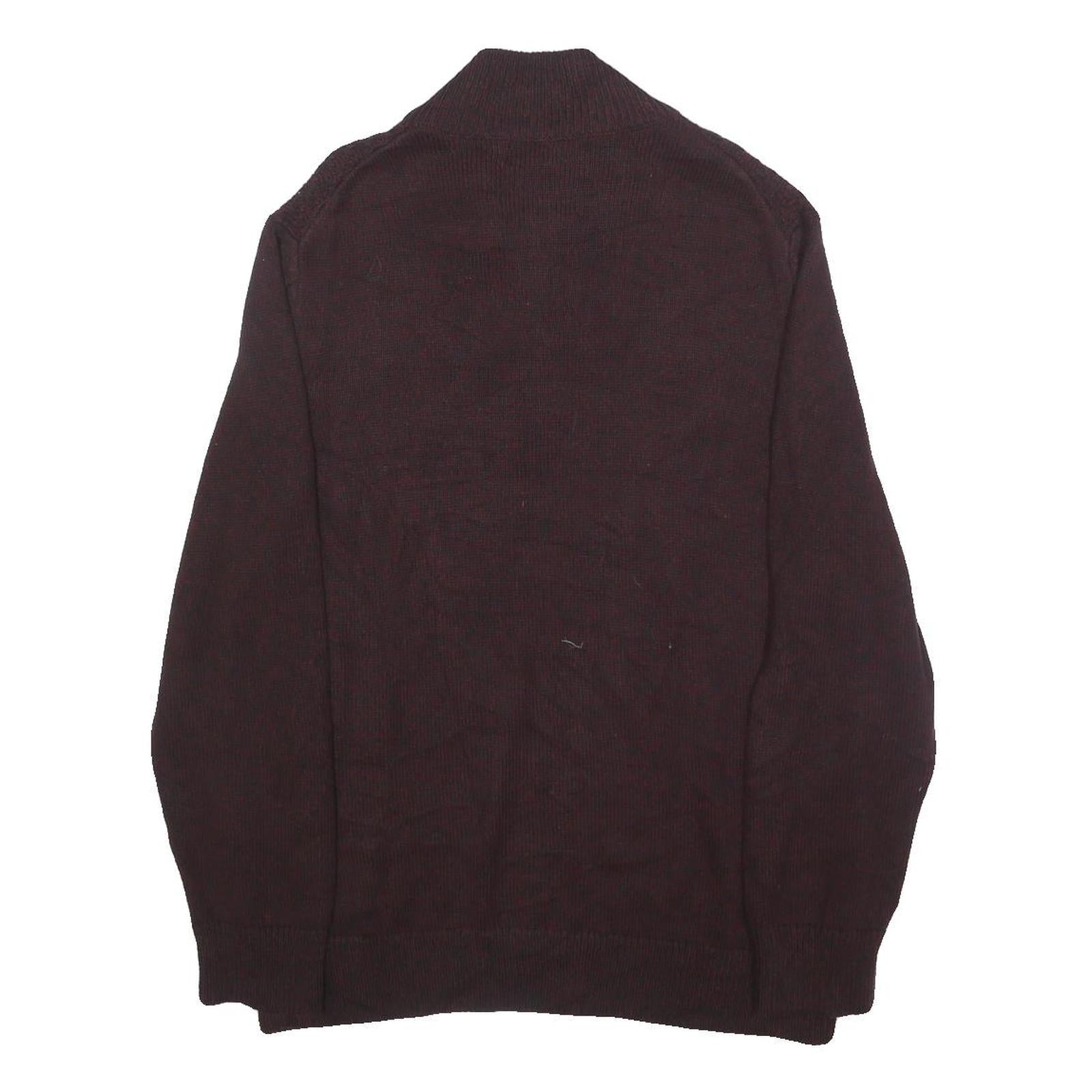 CALVIN KLEIN JEANS Mens Maroon Plain Pullover Half Zip Cotton Jumper M