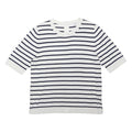 JOHN LEWIS Womens White & Navy Striped Plain Cotton Blend Jumper Crew Neck UK 12