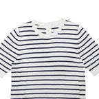 JOHN LEWIS Womens White & Navy Striped Plain Cotton Blend Jumper Crew Neck UK 12