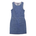 BODEN Womens Blue Denim Day Dress Cotton Blend Sleeveless UK 8 Pockets Zip Back