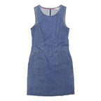 BODEN Womens Blue Denim Day Dress Cotton Blend Sleeveless UK 8 Pockets Zip Back