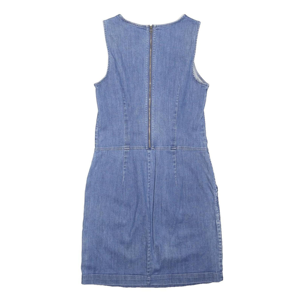 BODEN Womens Blue Denim Day Dress Cotton Blend Sleeveless UK 8 Pockets Zip Back