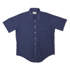 ARROW Mens Blue Plain Polyester Blend Shirt M Casual Button Up Pocket