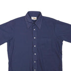 ARROW Mens Blue Plain Polyester Blend Shirt M Casual Button Up Pocket