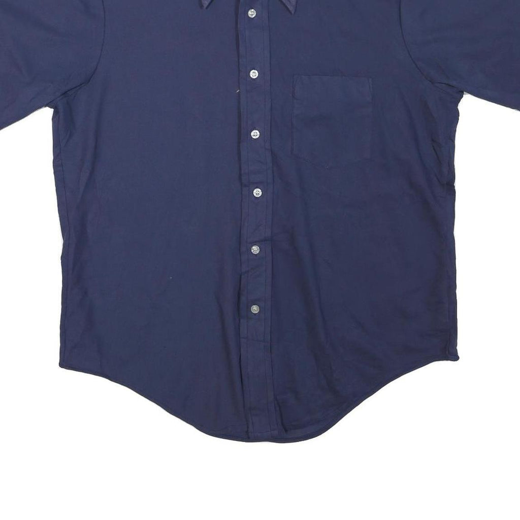 ARROW Mens Blue Plain Polyester Blend Shirt M Casual Button Up Pocket