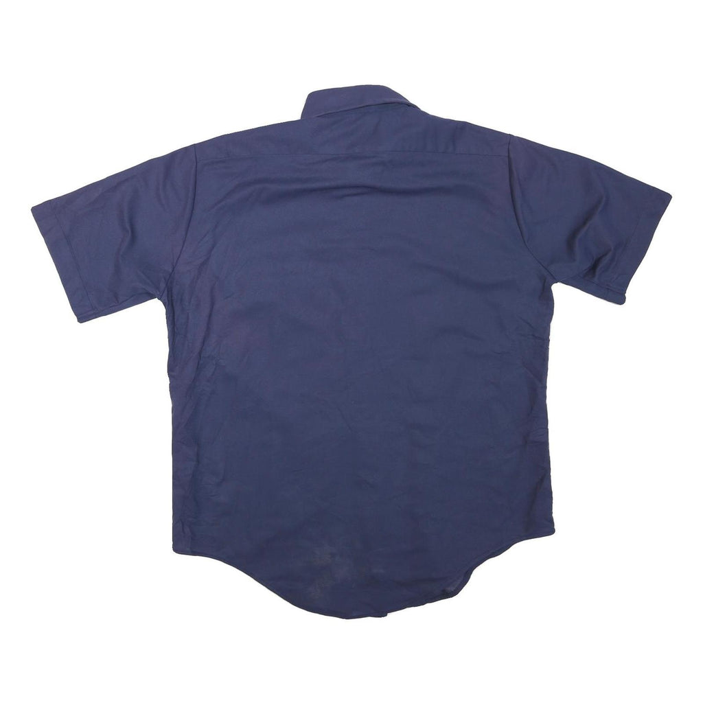 ARROW Mens Blue Plain Polyester Blend Shirt M Casual Button Up Pocket