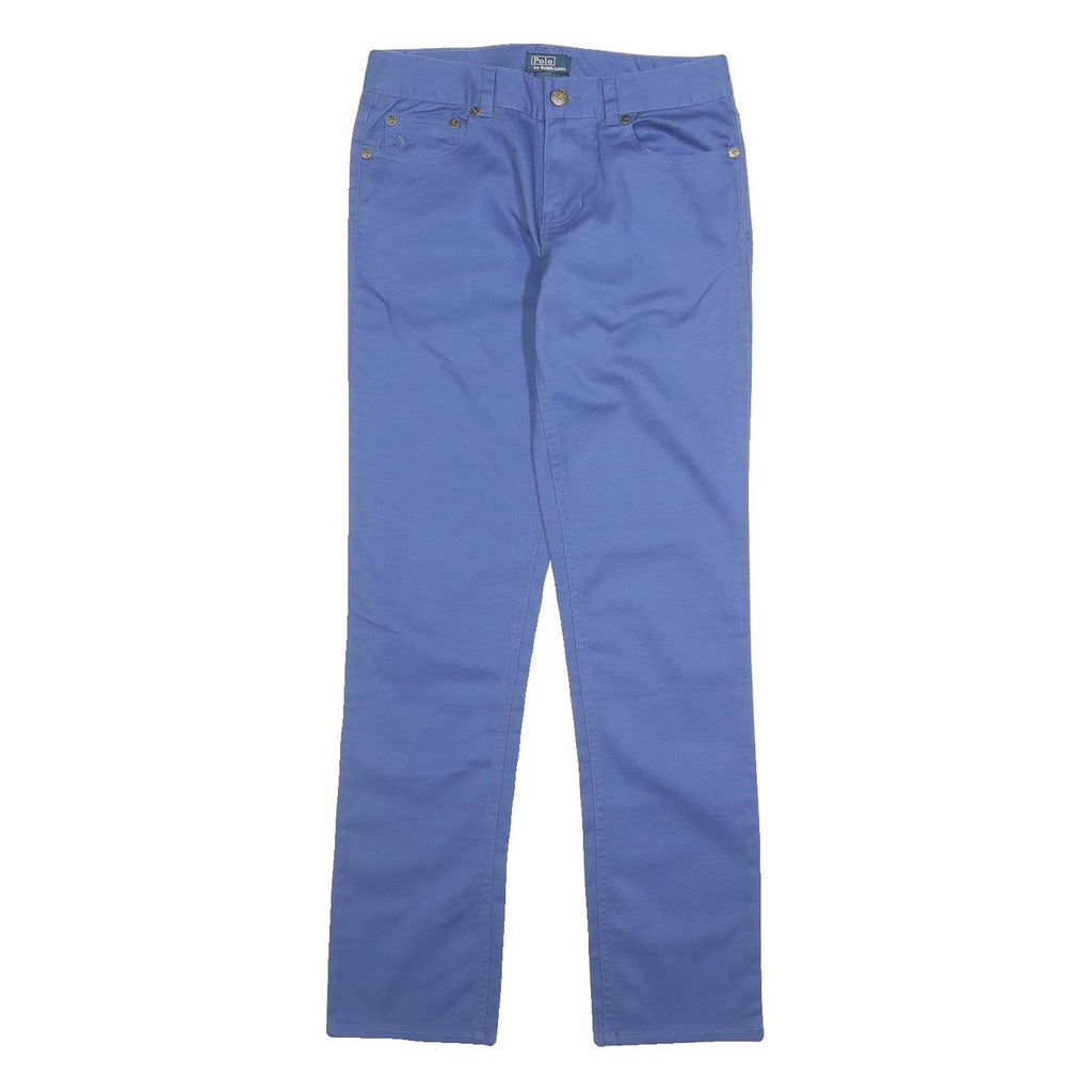 POLO RALPH LAUREN Womens Cotton Blend Blue Slim Straight Trousers W28 L30
