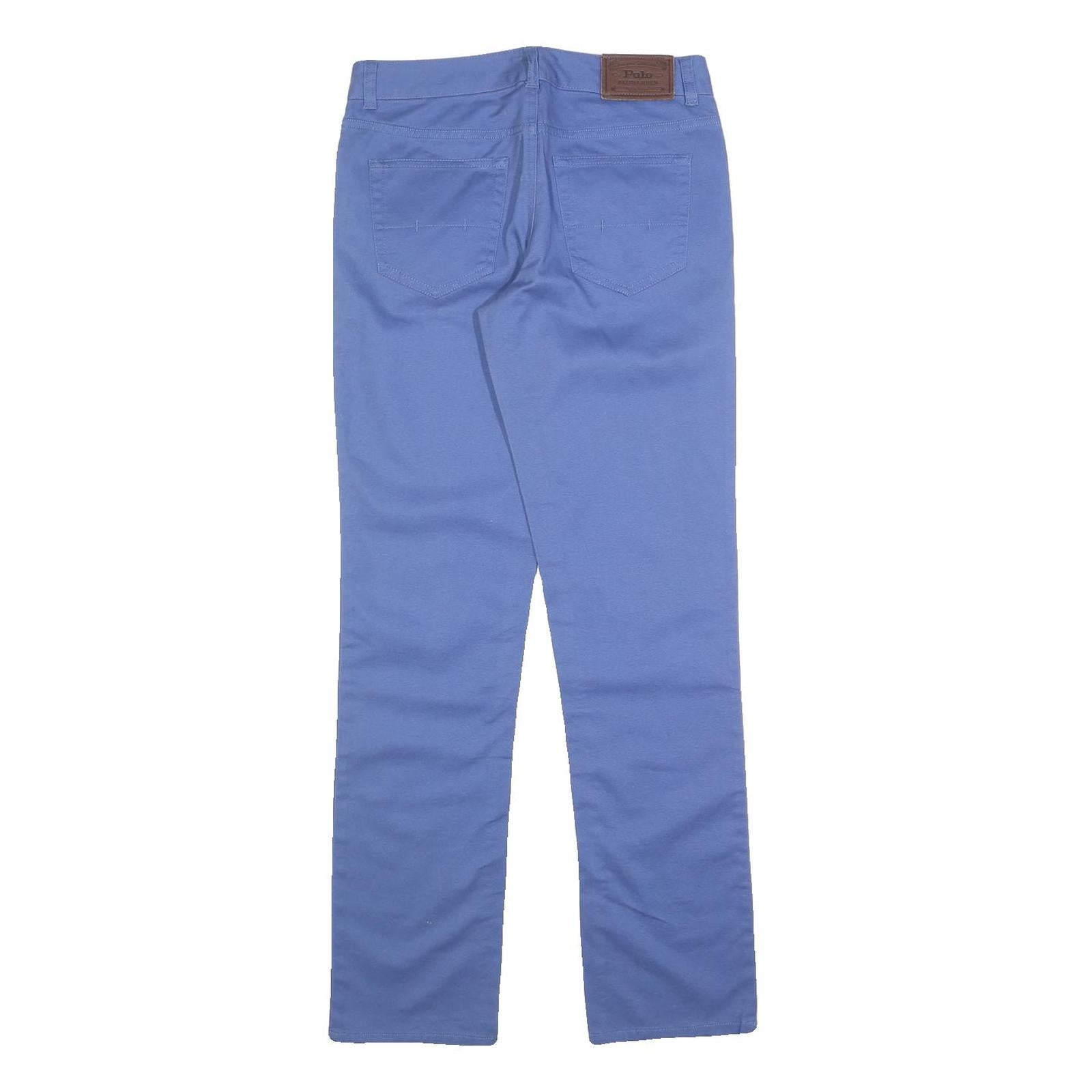 POLO RALPH LAUREN Womens Cotton Blend Blue Slim Straight Trousers W28 L30
