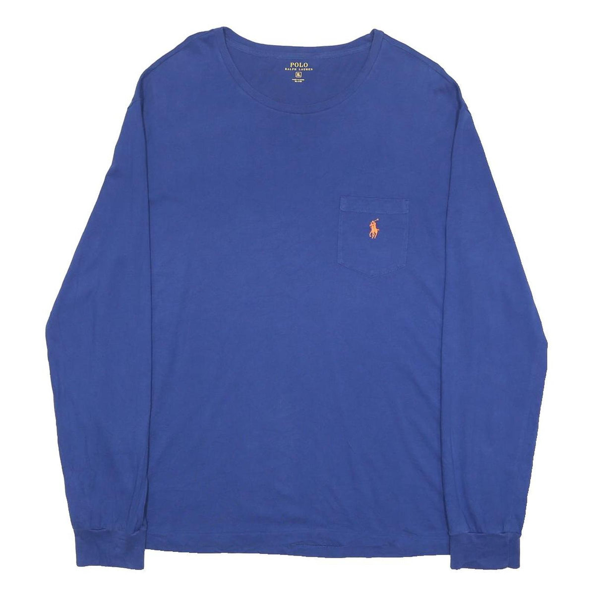 POLO RALPH LAUREN Mens Blue & Orange Long Sleeve Crew Neck Pocket T-Shirt XL
