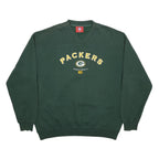 NFL Mens Green Green Bay Packers Football V-Neck XL Sweatshirt Cotton Blend