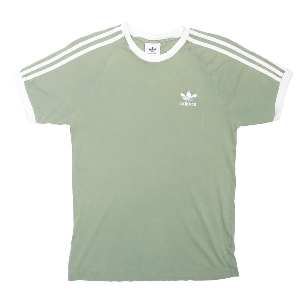 ADIDAS ORIGINALS Mens Green & White Crew Neck Short Sleeve T-Shirt S Sports