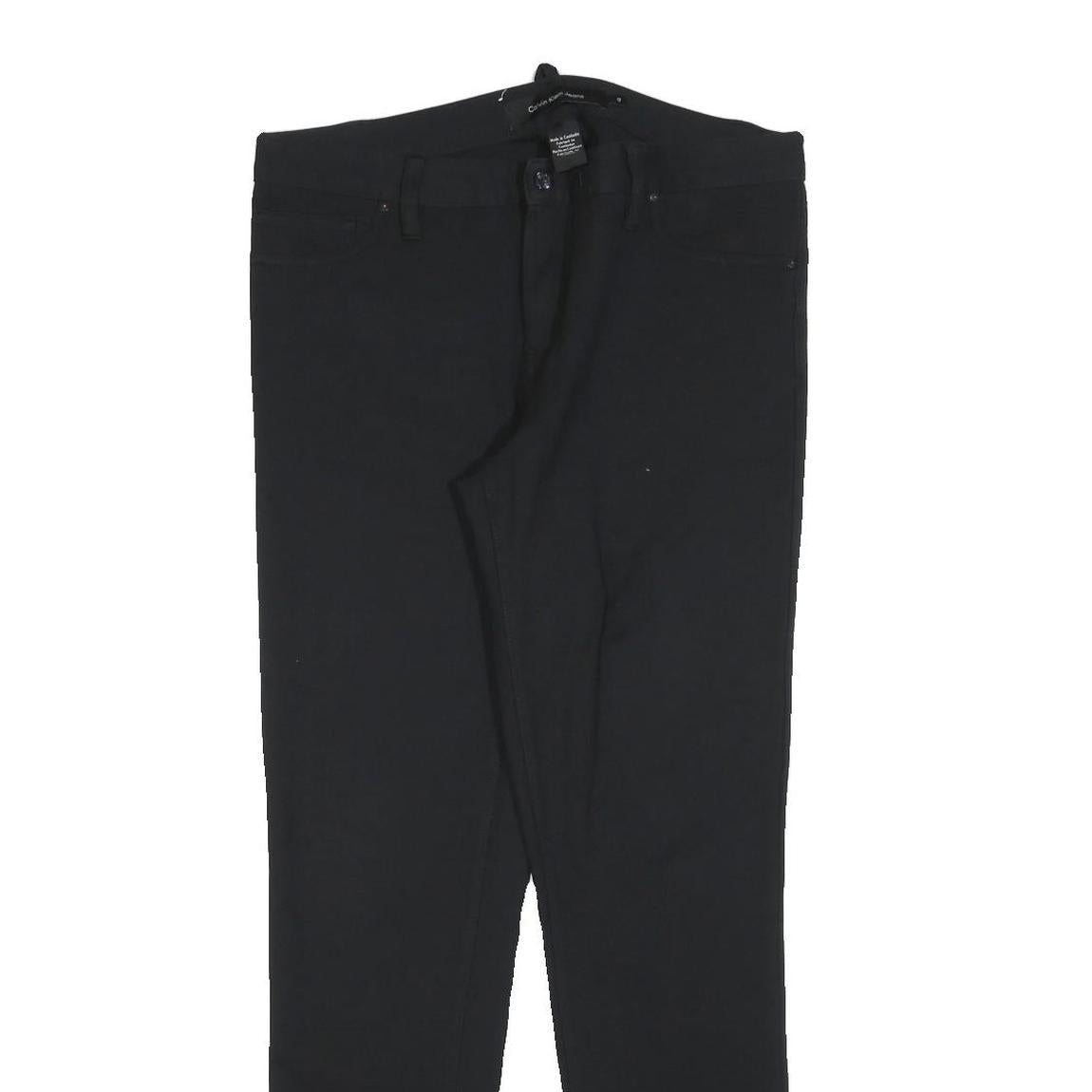 CALVIN KLEIN JEANS Womens Polyester Blend Black Slim Straight Trousers W32 L30