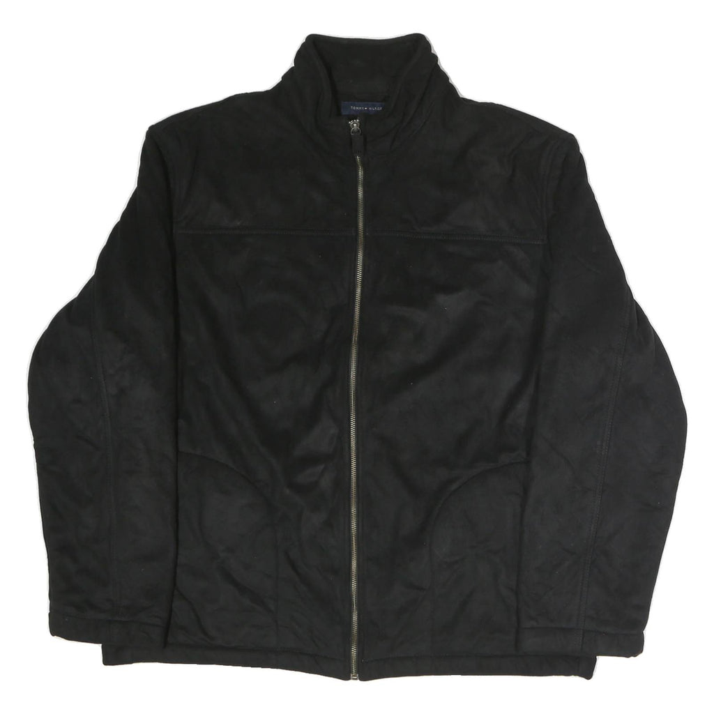 TOMMY HILFIGER Womens Black Polyester Blend Zip Jacket XL Classic Plain Zip Up