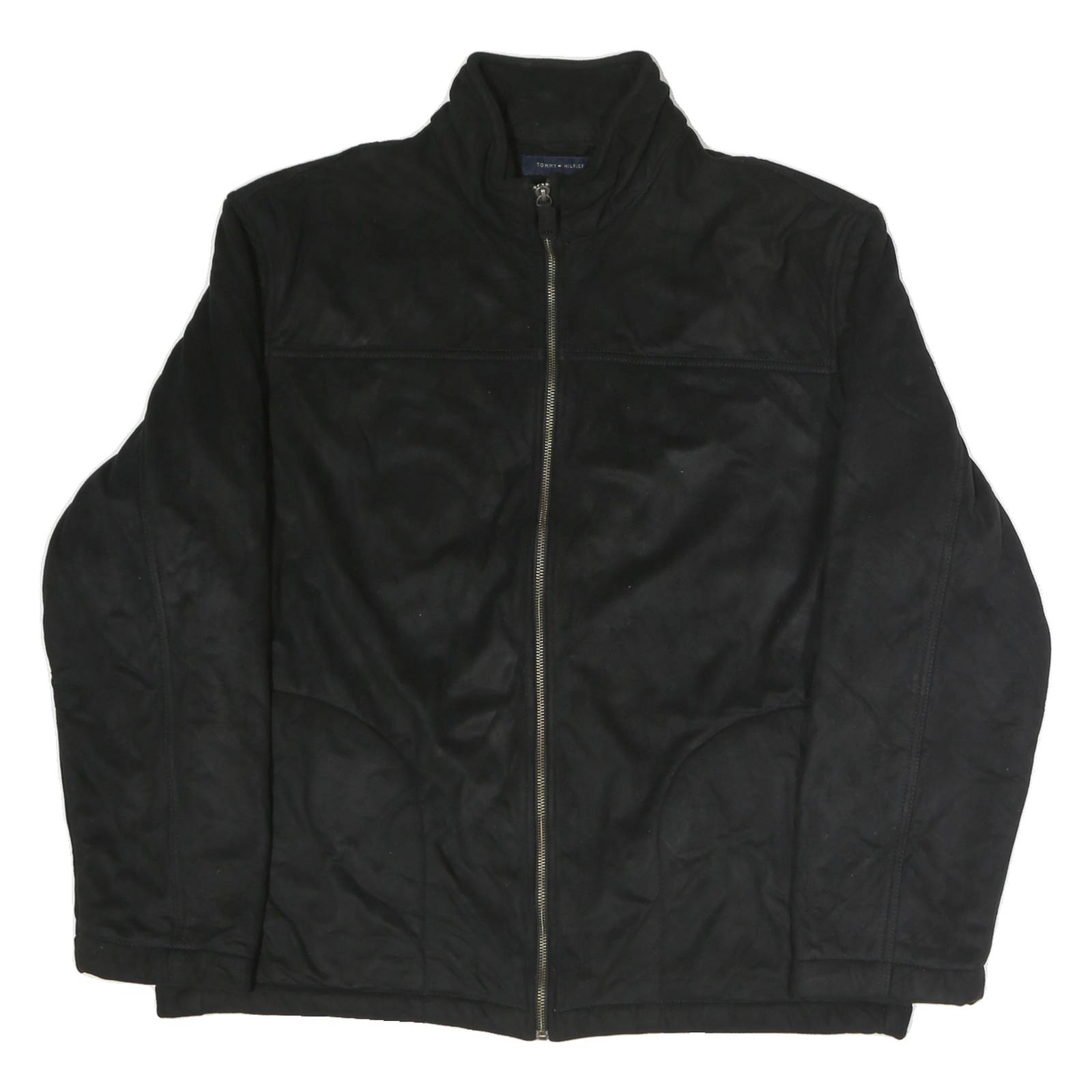 TOMMY HILFIGER Womens Black Polyester Blend Zip Jacket XL Classic Plain Zip Up