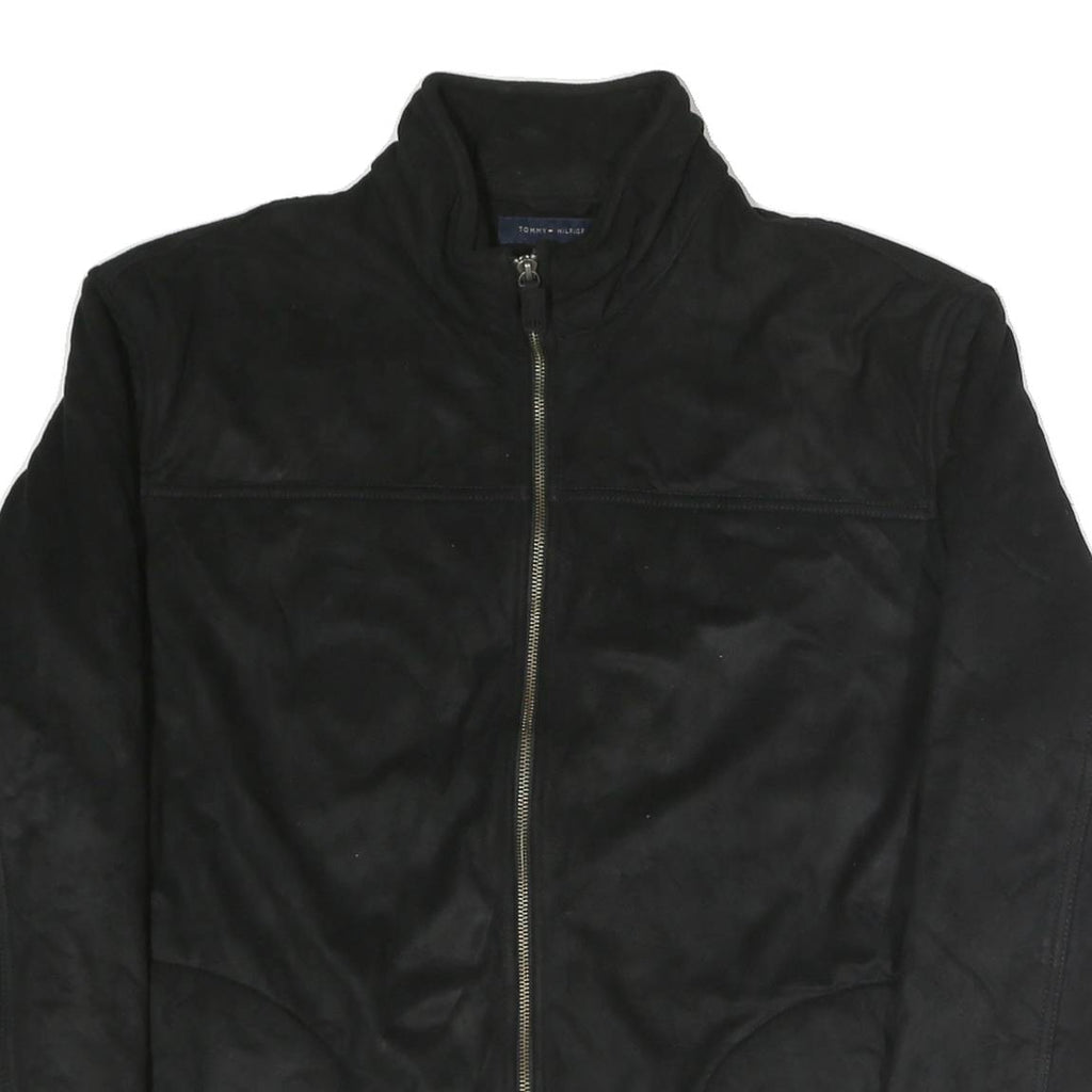 TOMMY HILFIGER Womens Black Polyester Blend Zip Jacket XL Classic Plain Zip Up